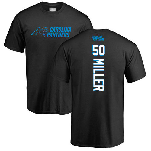 Carolina Panthers Men Black Christian Miller Backer NFL Football #50 T Shirt